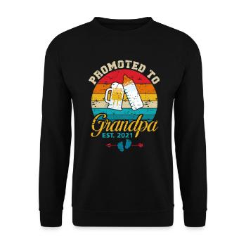Promoted To Grandpa Est 2021 Milk Beer Hilarious N - Unisex Sweatshirt - black - Front - Alina (178cm) & Michal (187cm)