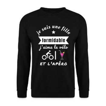 Je suis fille formidable j’aime le vélo et l’apéro - Sweat-shirt Unisexe - noir - Devant - Alina (178cm) & Michal (187cm)