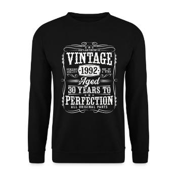 30 Geburtstag Vintage 1992 Jahrgang geboren - Unisex Pullover - Schwarz - Vorne - Alina (178cm) & Michal (187cm)