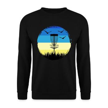 discgolf frisbee supports ukraine discgolf game - Unisex Sweatshirt - black - Front - Alina (178cm) & Michal (187cm)