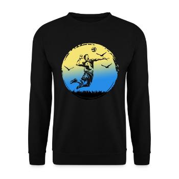 VOLLEYBALL Volleyballer SCHMETTERBALL Auszeit - Unisex Pullover - Schwarz - Vorne - Alina (178cm) & Michal (187cm)