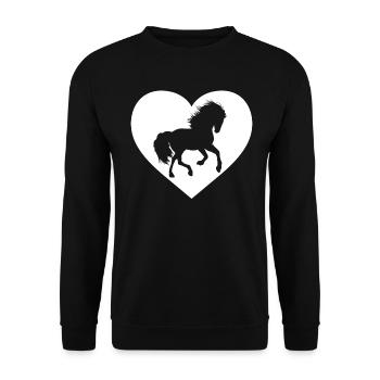 Pferdeliebhaber Kuhmädchen Nizza Pferdeherz Silhouette - Unisex Pullover - Schwarz - Vorne - Alina (178cm) & Michal (187cm)