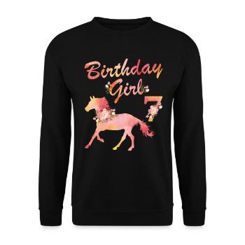 Horse Lover 7th Birthday For Girls Love Horses 7 - Unisex Sweatshirt - black - Front - Alina (178cm) & Michal (187cm)