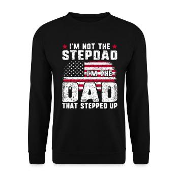 Papa, der Stiefvater USA Flagge Stiefvater - Unisex Pullover - Schwarz - Vorne - Alina (178cm) & Michal (187cm)