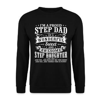 Funny Step Dad Fathers Day Christmas Step - Unisex Sweatshirt - black - Front - Alina (178cm) & Michal (187cm)