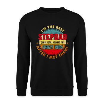 Bester Stiefvater Lustiger Retro-Stiefvater Vatertag - Unisex Pullover - Schwarz - Vorne - Alina (178cm) & Michal (187cm)