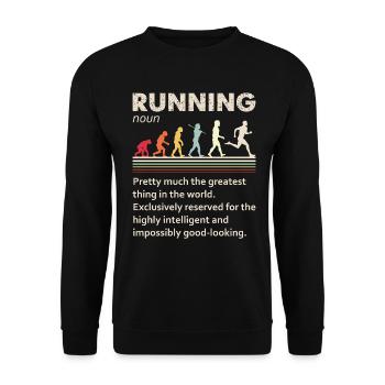 Running Evolution Lustige Definition für Läufer - Unisex Pullover - Schwarz - Vorne - Alina (178cm) & Michal (187cm)