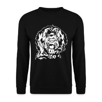 BARBET Dogs Portrait Dog Hunting Dog Wilsigns - Unisex Sweatshirt - black - Front - Alina (178cm) & Michal (187cm)