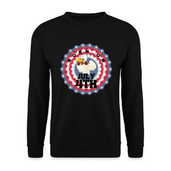 USA, Sterne und Gürtel - Unisex Pullover - Schwarz - Vorne - Alina (178cm) & Michal (187cm)
