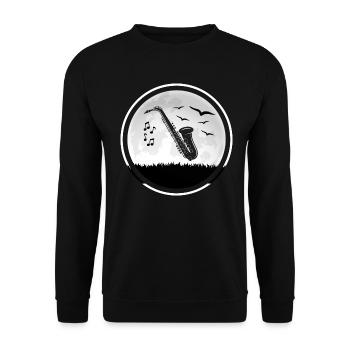 Saxophon Saxophonist "Jazz-Romantik" Saxophonmusik - Unisex Pullover - Schwarz - Vorne - Alina (178cm) & Michal (187cm)