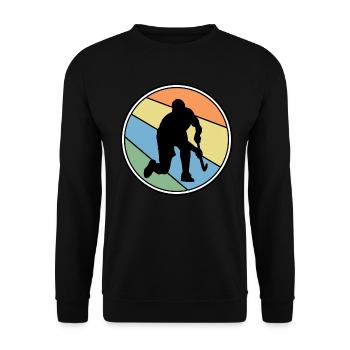 Feldhockey Hockeyspieler Hockeysport - Unisex Pullover - Schwarz - Vorne - Alina (178cm) & Michal (187cm)
