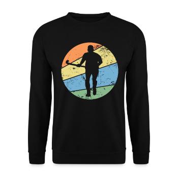 Field hockey hockey player "retro hockey star" - Unisex Sweatshirt - black - Front - Alina (178cm) & Michal (187cm)