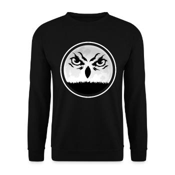 Hibou « vieux hibou au clair de lune » Noctambule - Sweat-shirt Unisexe - noir - Devant - Alina (178cm) & Michal (187cm)