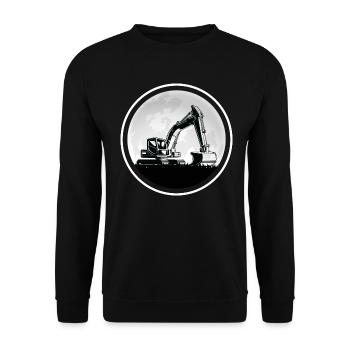 Excavators "digging in the moonlight" Construction site romance - Unisex Sweatshirt - black - Front - Alina (178cm) & Michal (187cm)