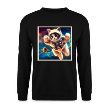 Space Kitty - Unisex Sweatshirt - black - Front - Alina (178cm) & Michal (187cm)