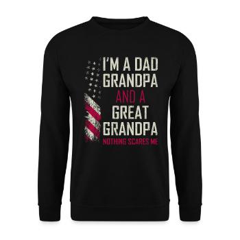 Dad And Great Grandpa American Flag Funny Fathers - Unisex Sweatshirt - black - Front - Alina (178cm) & Michal (187cm)