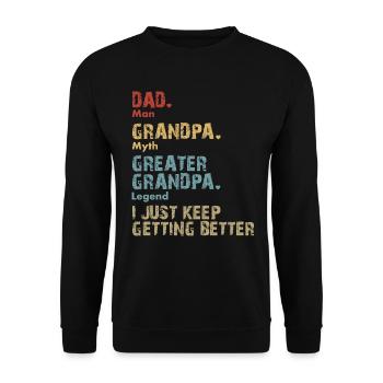 Papa Grand-père Arrière-grand-père Meilleure fête des pères pour - Sweat-shirt Unisexe - noir - Devant - Alina (178cm) & Michal (187cm)