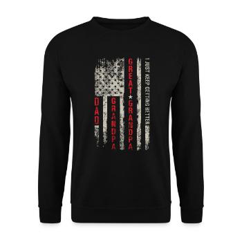 Dad Grandpa Patriotic USA Flag From Grandkids - Unisex Sweatshirt - black - Front - Alina (178cm) & Michal (187cm)