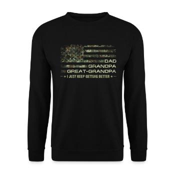 Grandpa Camouflage USA Flag Fathers Day - Unisex Sweatshirt - black - Front - Alina (178cm) & Michal (187cm)