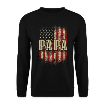 Papa US American Flag Patriotic Grandfather Funny - Unisex Sweatshirt - black - Front - Alina (178cm) & Michal (187cm)
