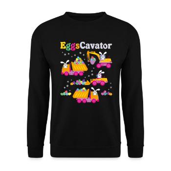 Easter For Boys Toddlers Funny Eggs Cavator Bunny - Unisex Sweatshirt - black - Front - Alina (178cm) & Michal (187cm)