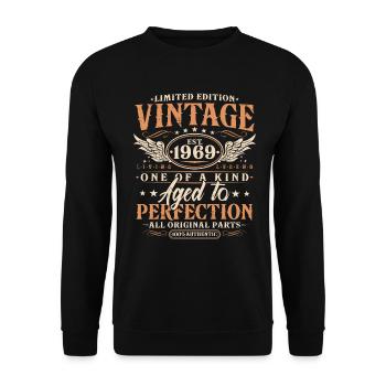 Vintage, 1969, Vintage Born, Cadeau d’anniversaire - Sweat-shirt Unisexe - noir - Devant - Alina (178cm) & Michal (187cm)