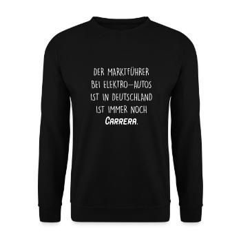 Marktführer Elektroautos - Unisex Pullover - Schwarz - Vorne - Alina (178cm) & Michal (187cm)