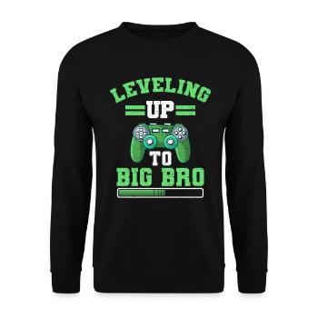 Leveling Up To Big Bro Gift - Unisex Sweatshirt - black - Front - Alina (178cm) & Michal (187cm)