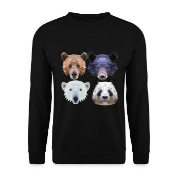 Polygon Bear Brown Bear Black Bear Polar Bear Panda Bear - Unisex Sweatshirt - black - Front - Alina (178cm) & Michal (187cm)