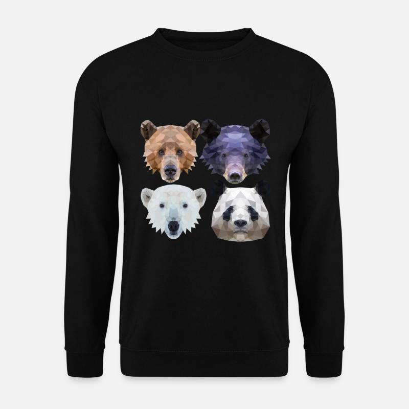 Polygon Bären Braunbär Schwarzbär Eisbär Pandabär - Unisex Pullover - Schwarz