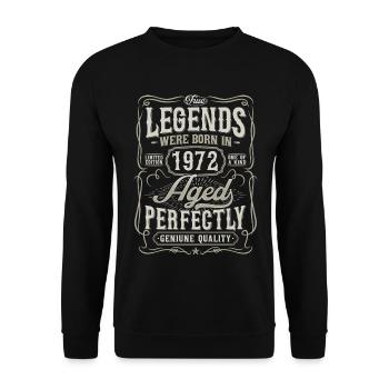 1972 Vintage Born Legends Vintage Birthday - Unisex Sweatshirt - black - Front - Alina (178cm) & Michal (187cm)
