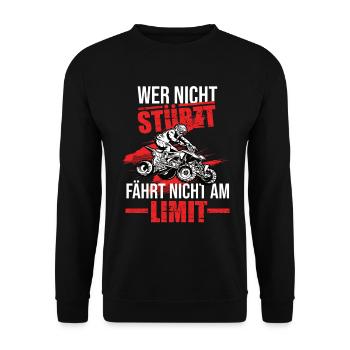 Quad Quadfahrer atv Quadbike Quad Spruch Sportquad - Unisex Pullover - Schwarz - Vorne - Alina (178cm) & Michal (187cm)