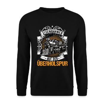 Rentner Eisenbahner Eisenbahn Modelleisenbahn - Unisex Pullover - Schwarz - Vorne - Alina (178cm) & Michal (187cm)