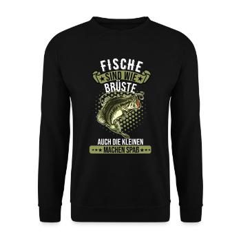 Angeln Angler Fisch Fischer Petri Heil Angelhaken - Unisex Pullover - Schwarz - Vorne - Alina (178cm) & Michal (187cm)