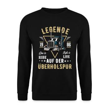 LKW Trucker LKW-Fahrer Fernfahrer Lastwagen Truck - Unisex Pullover - Schwarz - Vorne - Alina (178cm) & Michal (187cm)