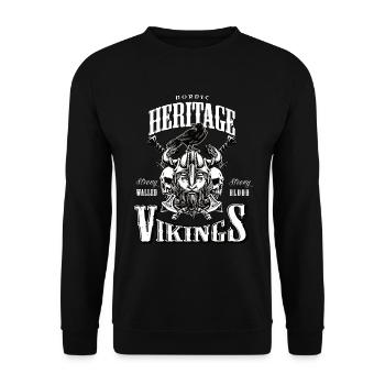Wikinger Odin Thor Viking Nordische Mythologie - Unisex Pullover - Schwarz - Vorne - Alina (178cm) & Michal (187cm)