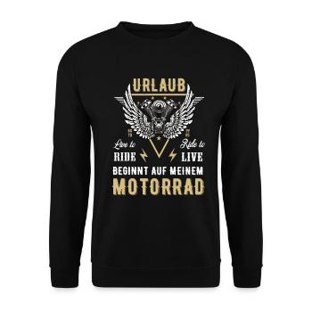 Motorrad Biker Motorradfahrer Bike Motor Rentner - Unisex Pullover - Schwarz - Vorne - Alina (178cm) & Michal (187cm)