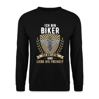 Motorrad Biker Motorradfahrer Chopper Motorräder - Unisex Pullover - Schwarz - Vorne - Alina (178cm) & Michal (187cm)