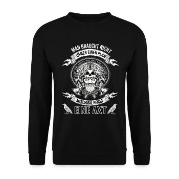 Wikinger Krieger Nordmann Axt Legendärer Wikinger - Unisex Pullover - Schwarz - Vorne - Alina (178cm) & Michal (187cm)