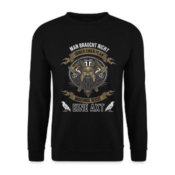 Wikinger Krieger Nordmann Axt Valhalla Nordmänner - Unisex Pullover - Schwarz - Vorne - Alina (178cm) & Michal (187cm)