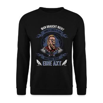 Wikinger Krieger Nordmann Axt Valhalla Nordmänner - Unisex Pullover - Schwarz - Vorne - Alina (178cm) & Michal (187cm)