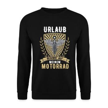 Motorrad Biker Motorradfahrer bike opa rentner - Unisex Pullover - Schwarz - Vorne - Alina (178cm) & Michal (187cm)