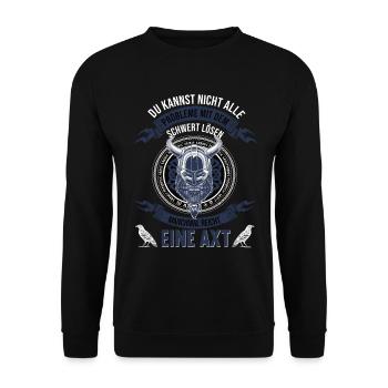 Wikinger Krieger Nordmann Axt Legendärer Wikinger - Unisex Pullover - Schwarz - Vorne - Alina (178cm) & Michal (187cm)