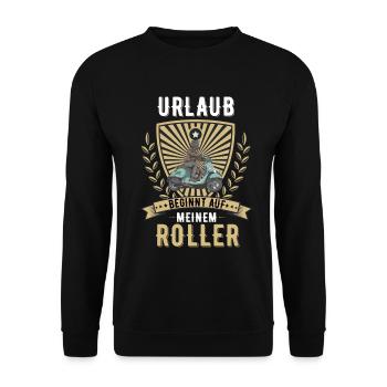 Roller Rollerfahrer Scooter Moped Motorroller - Unisex Pullover - Schwarz - Vorne - Alina (178cm) & Michal (187cm)