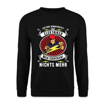 Ich Bin Verheiratet und Elektriker Elektroniker - Unisex Pullover - Schwarz - Vorne - Alina (178cm) & Michal (187cm)