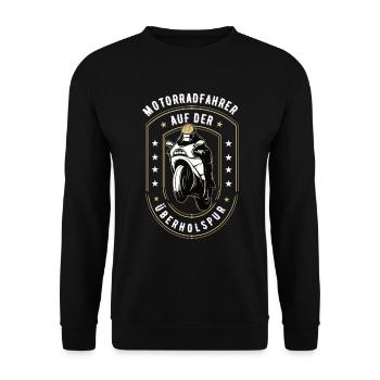 Motorrad Biker Motorradfahrer bike Rennmotorrad - Unisex Pullover - Schwarz - Vorne - Alina (178cm) & Michal (187cm)