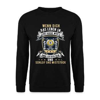 Motorrad Biker Motorradfahrer bike Rocker Rentner - Unisex Pullover - Schwarz - Vorne - Alina (178cm) & Michal (187cm)