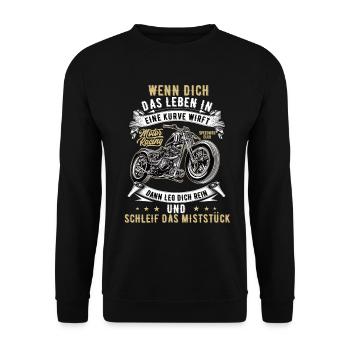 Motorrad Biker Motorradfahrer bike Rocker Rentner - Unisex Pullover - Schwarz - Vorne - Alina (178cm) & Michal (187cm)