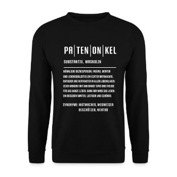 Patenonkel Definition Pate Taufpate Paten Firmung - Unisex Pullover - Schwarz - Vorne - Alina (178cm) & Michal (187cm)