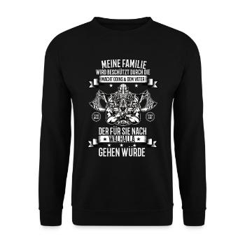 Wikinger Krieger Nordmann Axt Valhalla Nordmänner - Unisex Pullover - Schwarz - Vorne - Alina (178cm) & Michal (187cm)